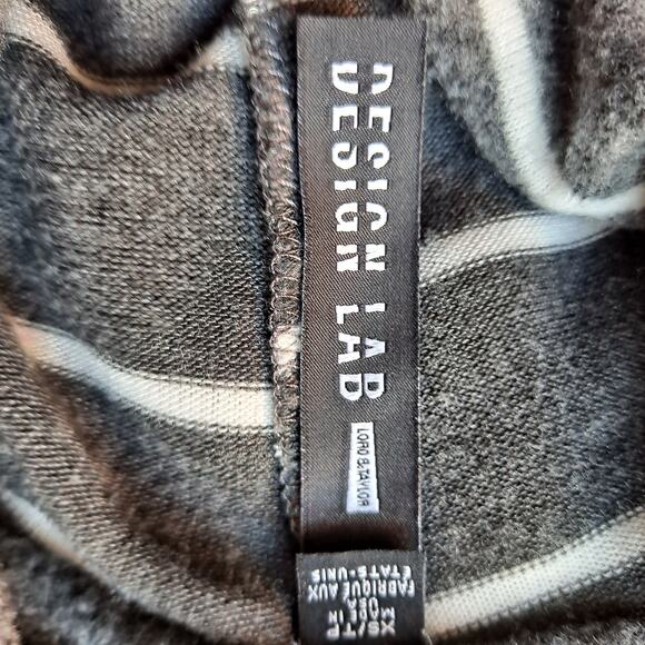 Design Lab Lord & Taylor Top Striped Cowl Neck Cold Shoulder Gray White Size XS - Picture 11 of 16